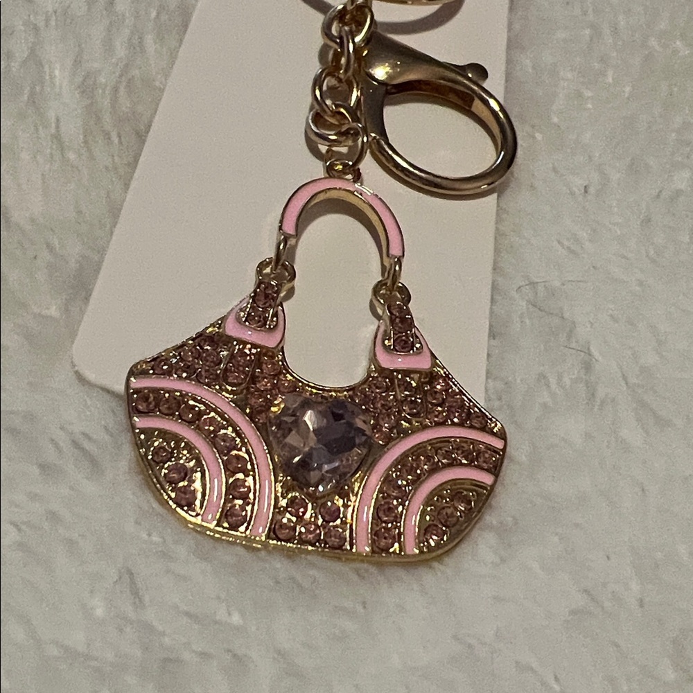 Pink and Gold Handbag Keychain
